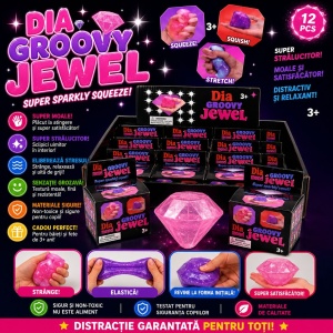 Jucarie antistres Squishy Diamond 6cm, moale cu sclipici, culoare aleatorie - Img 3