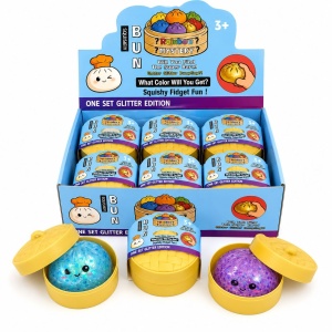 Jucărie Antistres Squishy Dumpling cu Bile Gel și Sclipici, 8 cm, Fidget Toy Surpriză Colorată