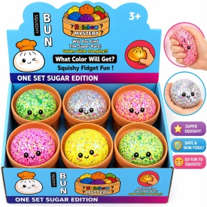 Jucărie Antistres Squishy Dumpling cu Inimioare și Bile din Gel, 8,5 cm, Model Aleatoriu - Img 2