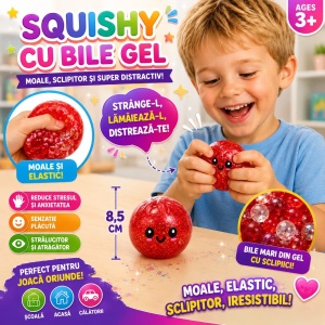 Jucărie Antistres Squishy Dumpling cu Sclipici și Bile Mari din Gel, 8.5 cm – Moale și Elastică - Img 2
