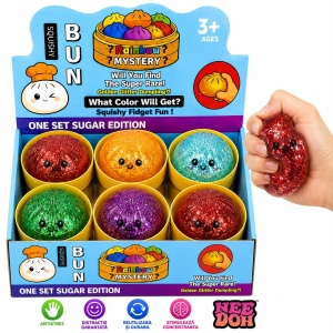 Jucărie Antistres Squishy Dumpling cu Sclipici, Tip NeeDoh, 8,5 cm, Model Aleatoriu - Img 2