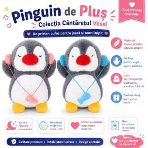 Jucărie de Plus Pinguin 50cm pentru Copii – Pluș Moale și Pufos, Culoare Aleatorie - Img 3