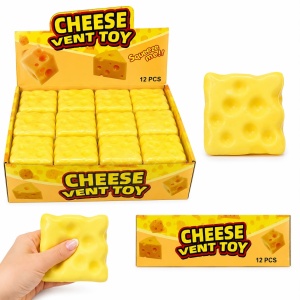 Jucărie Squishy Antistres în Formă de Brânză – Squeeze Toy Moale și Elastic, Relaxare și Distracție