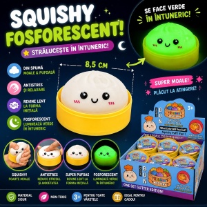 Jucărie Squishy Dumpling Fosforescentă 8,5 cm – Antistres, Glow in the Dark, Super Moale - Img 2