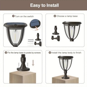 Lampă solară LED de perete, plastic negru, 100 Led, lumină caldă, cu comutator intensitate - Img 2