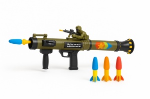 Lansator Rachete Jucarie 52 cm cu 3 Proiectile EVA si Soldat , Rocket Launcher