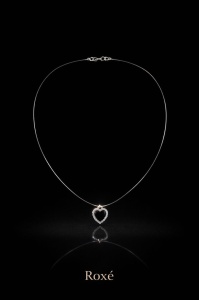 Lantisor invizibil reglabil 36cm Roxe cu pandantiv inima neagra elegant - Img 2