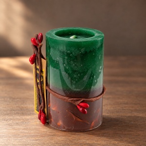 Lumânare parfumată decorativă de Crăciun, verde inchis, cu fitil din bumbac, 8,5x5,5 cm - Img 5