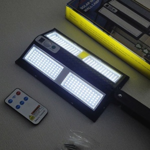 Lumină solară cu senzor LED, control telecomandă, montaj perete, negru - Img 4