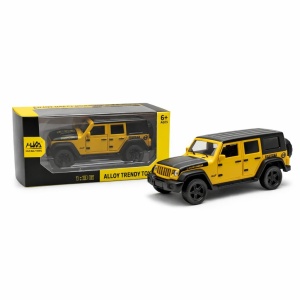 Masinuta offroad metalica galben cu negru, model SUV 15 cm