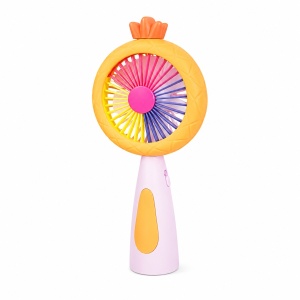 Mini ventilator portabil pentru copii, reincarcabil USB, 3 viteze, model ananas, portocaliu cu roz - Img 4