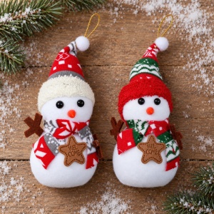 Ornament de Crăciun Om de Zăpadă, din Polistiren, Textil și Plastic, 15,5 cm - Img 4