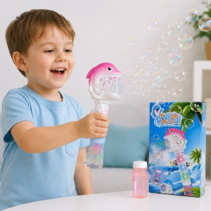 Pistol Automat de Baloane cu Lumini LED Delfin, Roz, 26x13.5 cm - Img 4