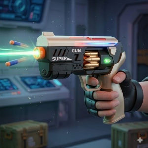 Pistol de jucarie tip blaster cu lumini si sunete, design modern copii - Img 2