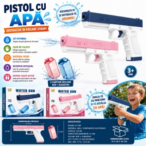 Pistol Electric cu Apa pentru Copii, 23.5 cm, Rezervor Detasabil, Model Aleatoriu