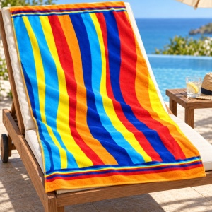 Prosop de Plajă Multicolor cu Dungi – Design Vesel de Vară - Img 3