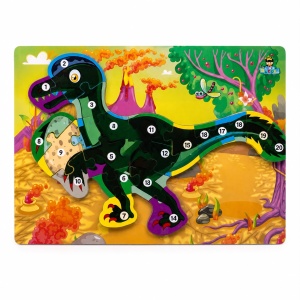 Puzzle din Lemn cu Dinozaur pentru Copii 3+ Ani, 26 Piese, Model Aleatoriu - Img 3