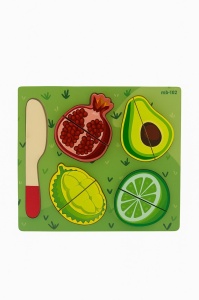 Puzzle din Lemn Educativ pentru Copii , Modele Diverse Fructe si Animale Marine, 19.5x18cm - Img 4