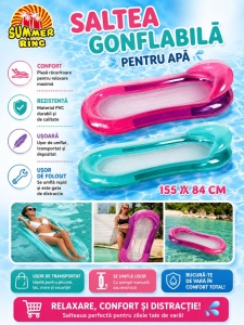 Saltea Gonflabila pentru Apa , Mov, 155x84cm , PVC Rezistent - Img 2