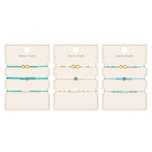 Set 12 Brățări Trio Handmade cu Ochi Protector și Infinit – 16 cm, Reglabile, Culori Diferite