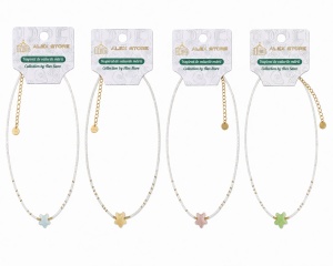 Set 12 Coliere Roxe, 40cm, Reglabile cu Margele Albe si Pandantiv Steluta Colorata