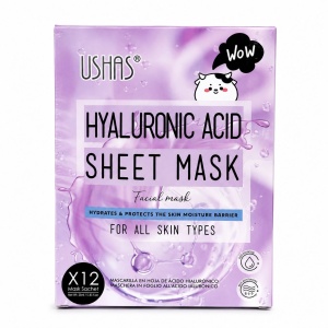 Set 12 Măști Faciale cu Acid Hialuronic USHAS – Hidratare Intensă, Elasticitate și Luminozitate pentru Ten