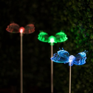 Set 2 Lămpi solare de grădină LED, multicolore, model cu fluturi , 33x6 cm, plastic - Img 2
