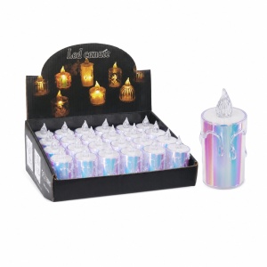 Set 24 lumanari LED decorative, plastic transparent, efect de flacara, 8x4cm - Img 5