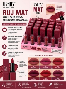 Set 24 Rujuri Mate USHAS – 6 Nuanțe Intense, Rezistență Îndelungată și Finisaj Catifelat - Img 2