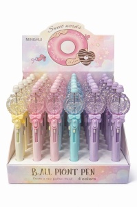 Set 36 pixuri multicolore cu 4 mine și decor inimă cu fundiță, model pastel pentru copii, diverse culori - Img 2