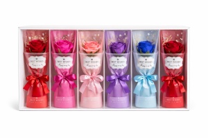Set 6 flori artificiale cu ambalaj cadou Best Wishes, multicolor, 28.5 x 11 cm - Img 2
