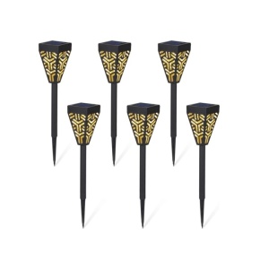 Set 6 Lămpi Solare pentru Grădină cu Picior, Metal și Plastic, Lumină Caldă