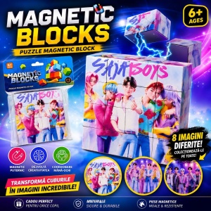 Set Cuburi Magnetice Puzzle 3D, 8 Cuburi Magnetice cu 8 Imagini Diferite, Joc Educativ pentru Copii - Img 2