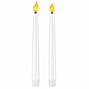 Set de 2 Lumânări LED cu efect de flacara realist, conice, alb , 25cm - Img 2
