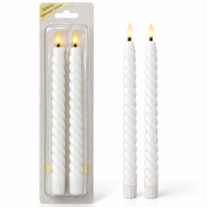 Set de 2 Lumânări LED cu efect de flacara realist, model răsucit, alb, 25cm - Img 2