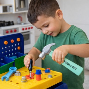 Set de joacă pentru copii cu unelte din plastic, tip scule de uz casnic - Img 2