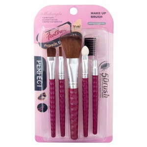 Set de pensule de machiaj , 5 piese, peri sintetici, diverse culori