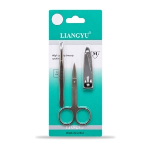 Set manichiură LIANGYU, 3 piese: pensetă, foarfecă, unghieră