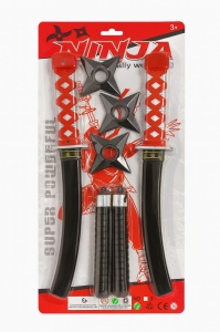 Set Ninja , 2 Sabii, 3 Stele si Nunchaku , 44x22 cm - Img 2