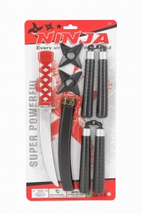 Set Ninja pentru Copii , Sabie, Nunchaku si Stele Ninja , 44x22 cm - Img 4