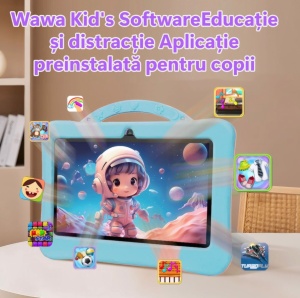 Tableta pentru copii 7 inch Android, 4GB RAM, 128GB, husa silicon, camera dubla, albastru - Img 2