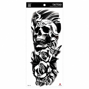 Tatuaj Semipermanent Craniu cu Trandafiri și Fluturi – 45 cm - Img 1