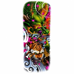 Tatuaj Temporar Semipermanent Dragon și Tigru Japonez 45 cm – Design Colorat, Rezistent la Apă