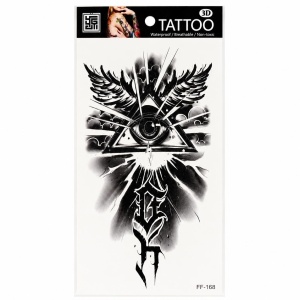 Tatuaj Temporar Semipermanent Ochi Mistic cu Aripi și Simbol – 18 cm, Rezistent la Apa