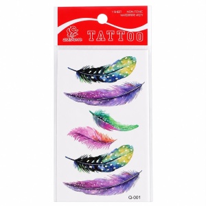 Tatuaj Temporar Semipermanent Pene Colorate 10 cm – Design Boho Multicolor
