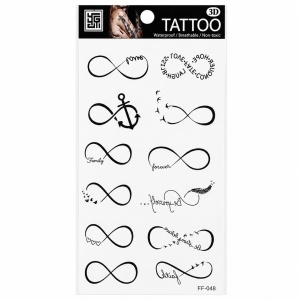 Tatuaj Temporar Semipermanent Simbol Infinit – Set Modele Minimaliste cu Mesaje și Simboluri, 18 cm