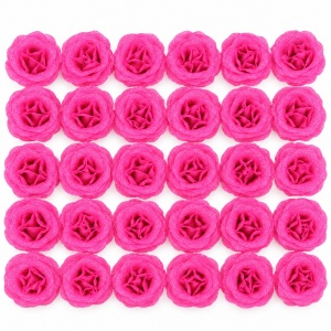 Trandafiri artificiali cu sclipici, set 30 de bucati, roz bon bon, plastic, 8cm - Img 2