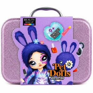 Trusă de Machiaj pentru Copii cu 9+ Surprize, Beauty Make-Up Pet Dolls, Valiză Glitter, Culoare Aleatorie - Img 4