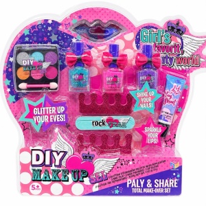 Trusă de Machiaj pentru Copii DIY, Set Cosmetice de Joacă cu Farduri, Ojă și Lip Gloss