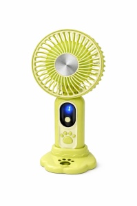 Ventilator portabil cu design labuta animalut, 9 viteze, display digital, suport inclus, verde